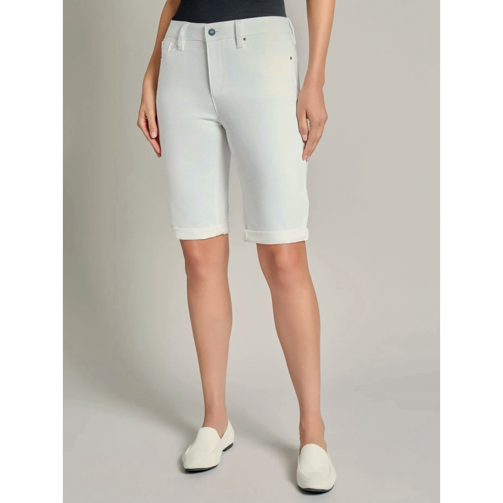 Jones New York Size 8 Petite White Lexington Cuffed Bermuda Shorts NWT
